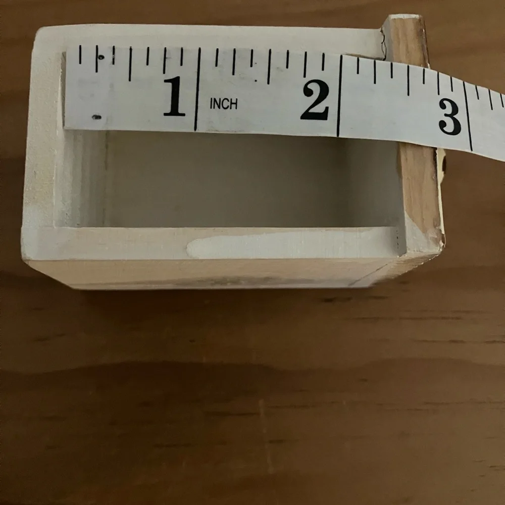 Rustic Chippy Cream Paint Folk Art Wood Distressed Storage Stacked Cube Box - Picture 12 of 13